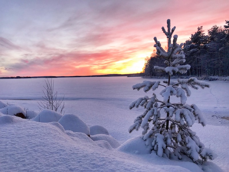 Sonnenuntergang_See_Finnland_Reise_zum_Nordkapp